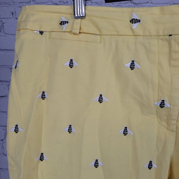 Talbots Yellow Embroidered Bees Curvy High Rise Cropped Pants 18W (37x25) - Picture 10 of 15